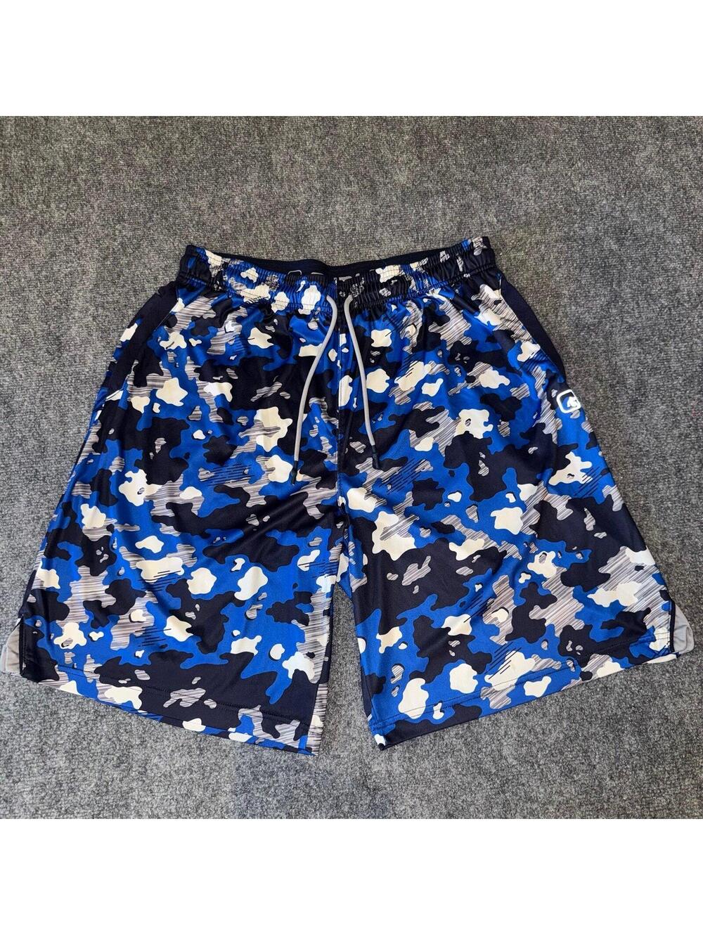 AND1 Blue Baggy Dazzle Hoop Shorts Mens XL Vtg y2k 90s Rare